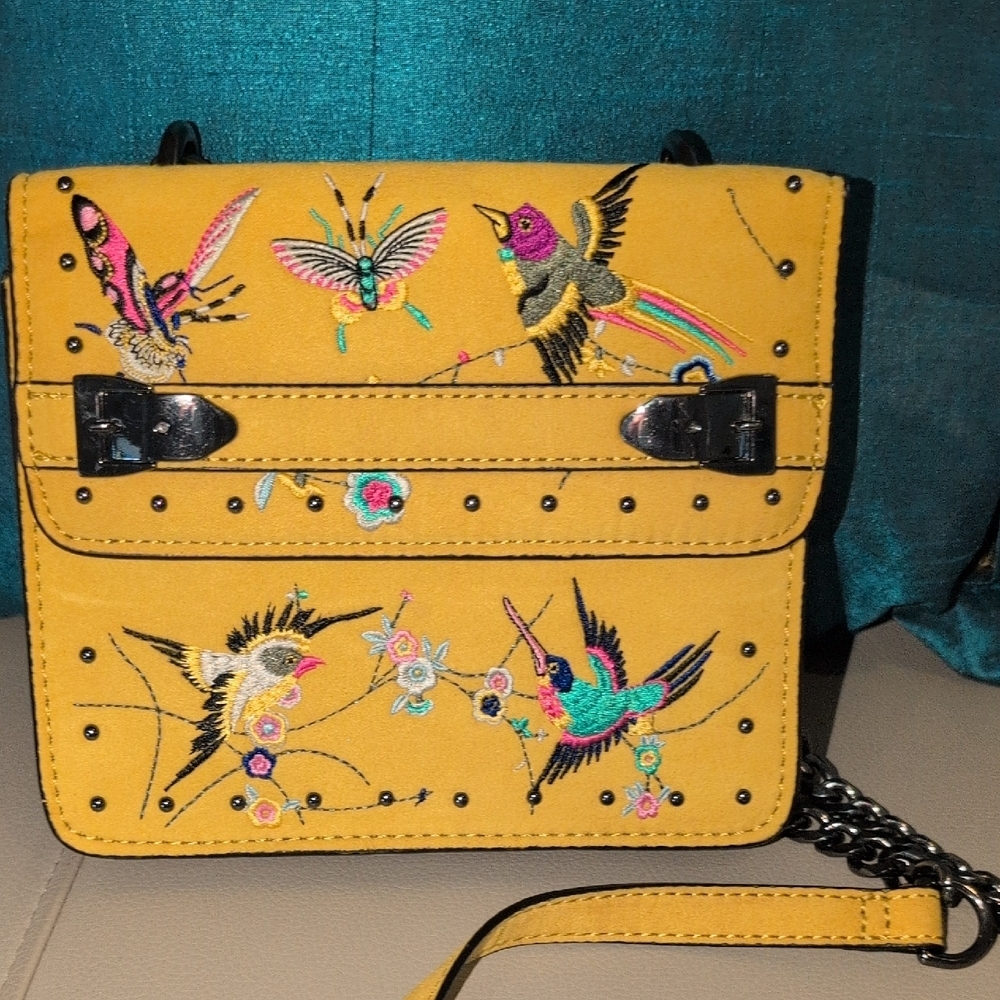 Vibrant Yellow Embroidered Crossbody Bag - Picture 2 of 11
